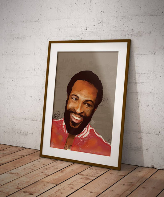 Marvin Gaye Illustration, soul music, a3, black soul legend, motown, music art print, soul singer, vintage music icon, for him, for her