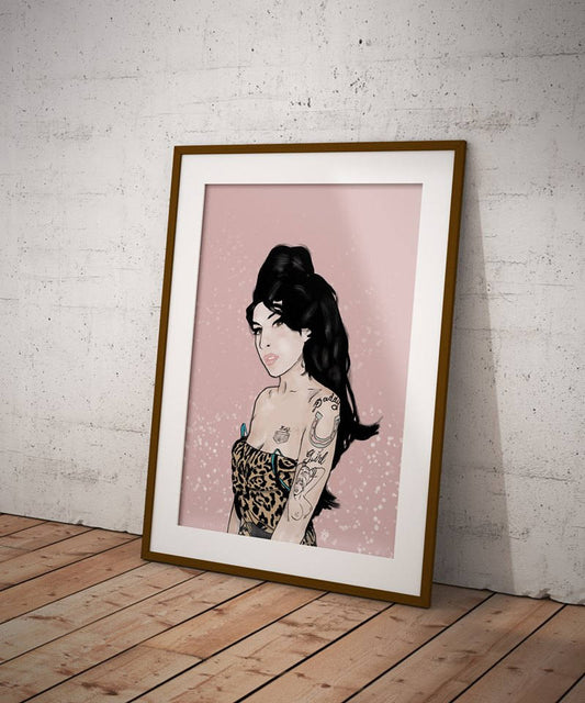 Amy Winehouse print, Illustration, soul singer, camden, icon, cool wall art, amy winehouse poster, Pink print, Amy leopard print, amy