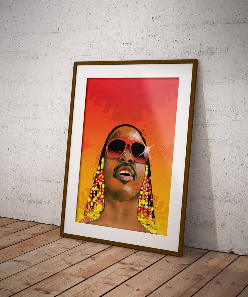 Stevie Wonder print, 'Hotter Than July', Cool Wall Art, Soul Music Icon, Quirky Illustration print