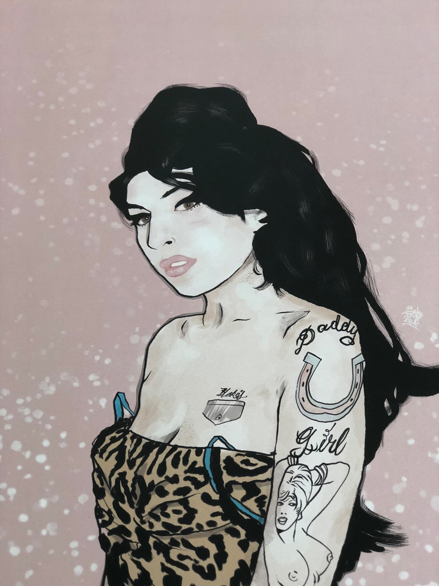 Amy Winehouse print, Illustration, soul singer, camden, icon, cool wall art, amy winehouse poster, Pink print, Amy leopard print, amy