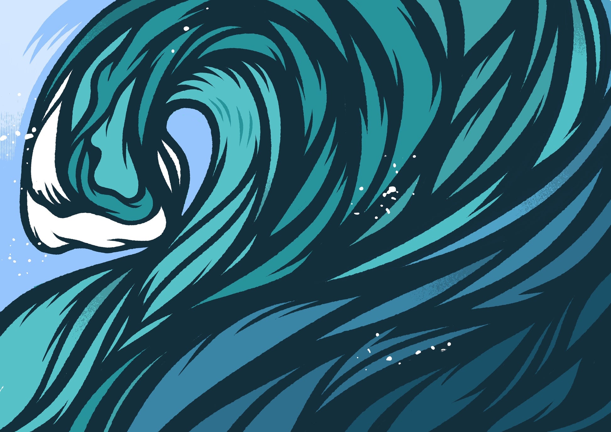 Enter The Barrel - A3 illustration print - Cool surfer, Cool surf print, Surfer print, Dad gift, Surf, Sea, Wave, Surfer, Surfing, Coast