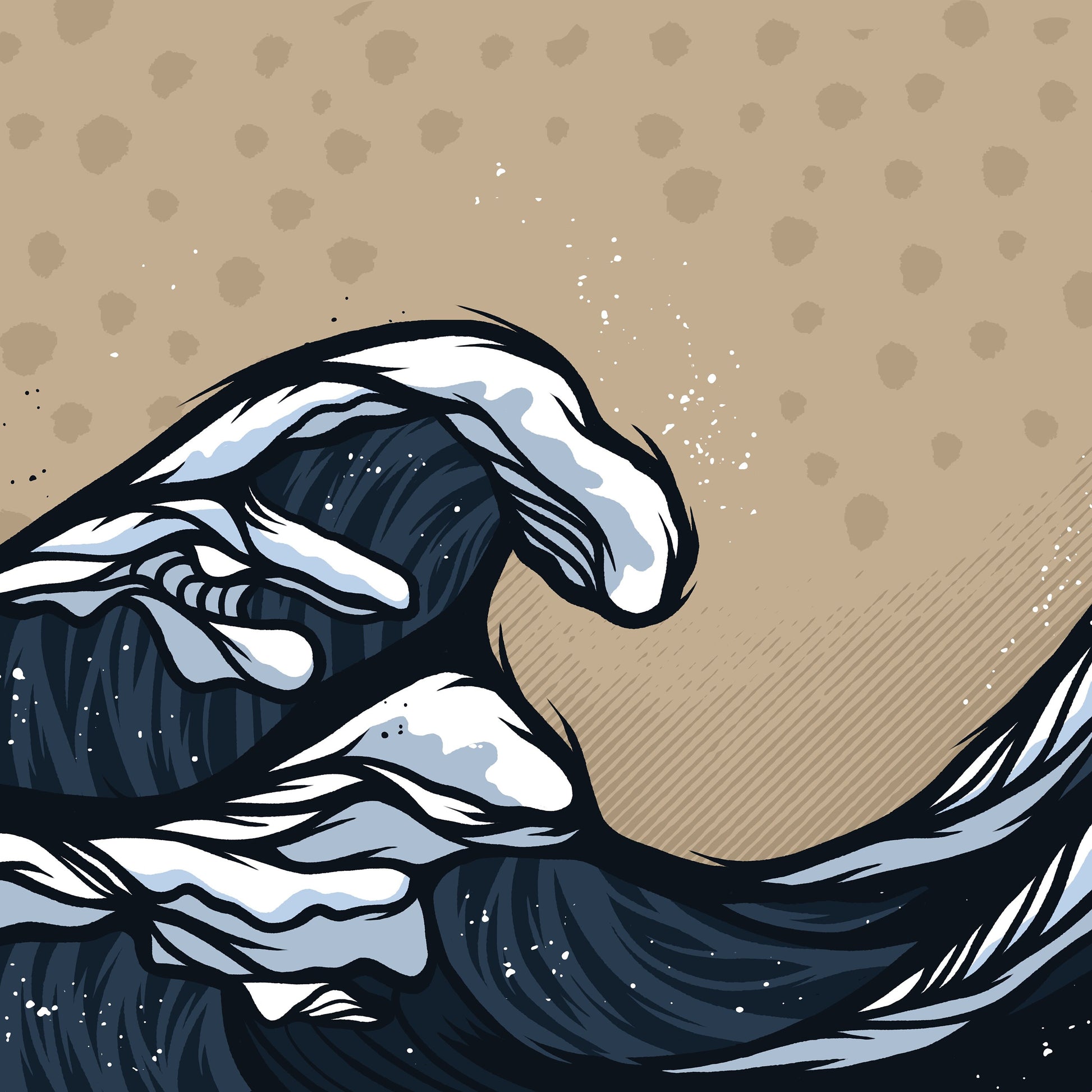 The Great Wave - cool illustration print - Cool surfer gift, Surfer print, awesome Dad gift, huge Wave print, Surfer, Surfing gift idea