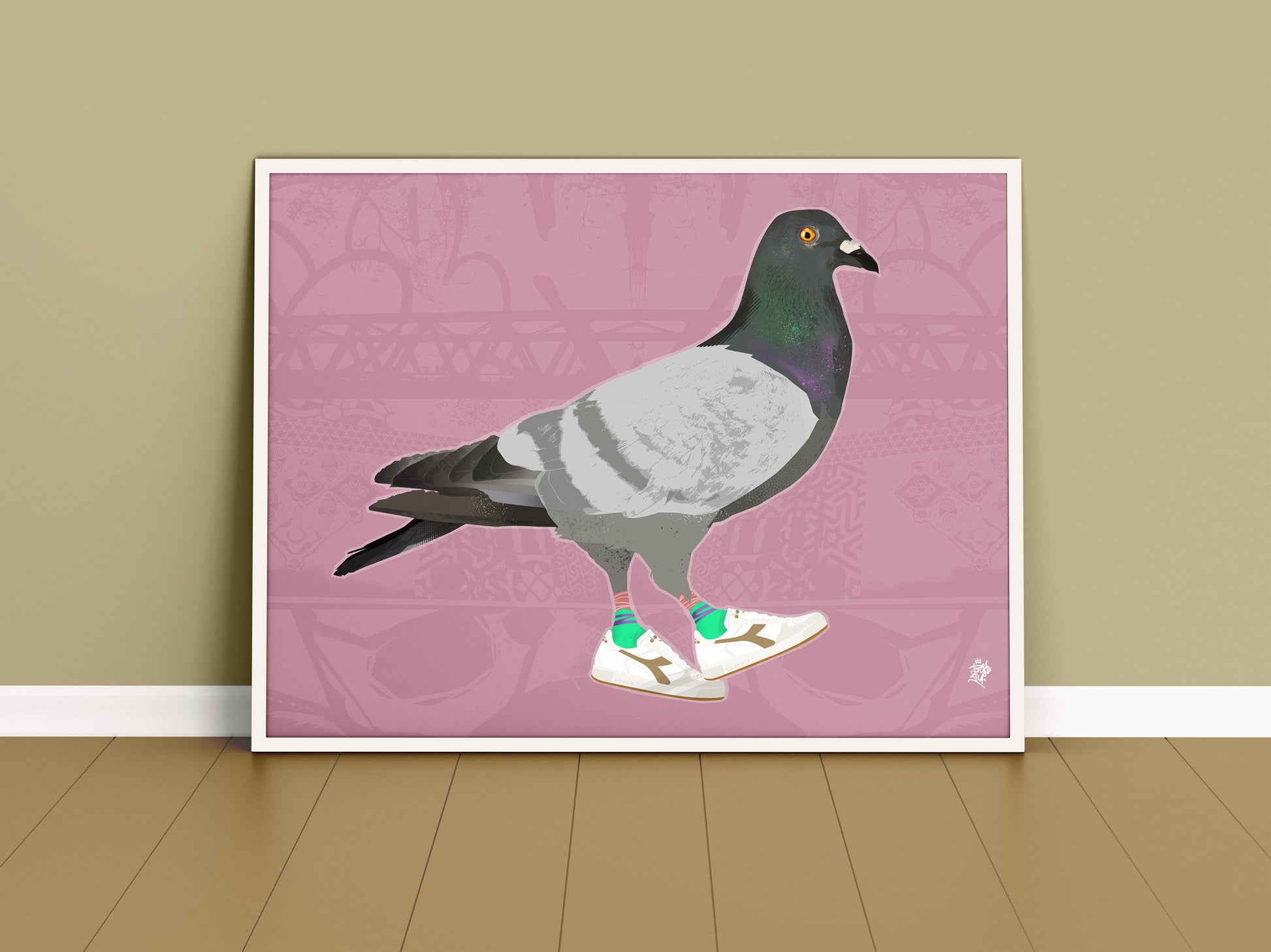 Funky Pigeon Print, UK Birds, British Birds, Bird Print, Bird illustration, Bird Poster, Cool Bird Art, Ornithology, wall art