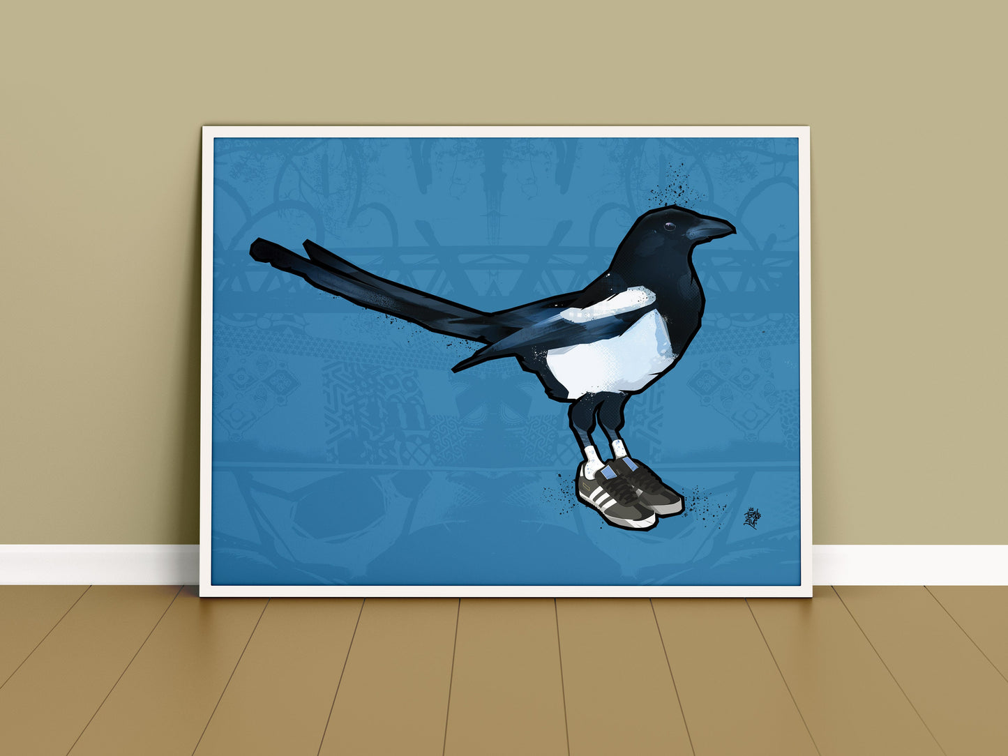 Magpie, Cool Bird Art, Cool Bird print, British Birds, Bird Print, Geordie, Bird illustration, Bird Art, Ornithology, wall art, Newcastle