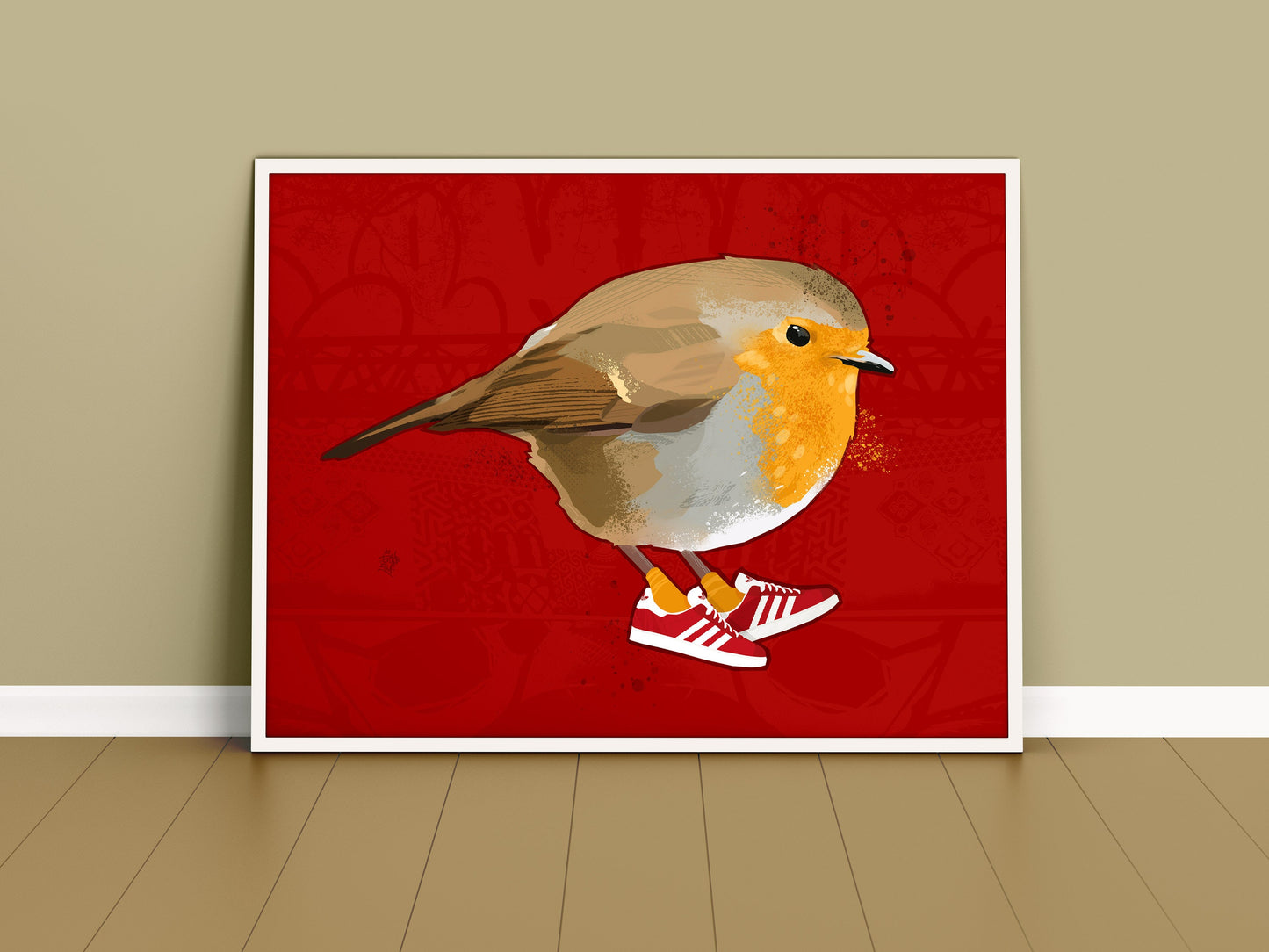 Robin Redbreast, Cool Bird Art, Cool Bird print, British Birds, Bird Print, Bird illustration, Bird Art, Ornithology, wall art, sneakerfreak