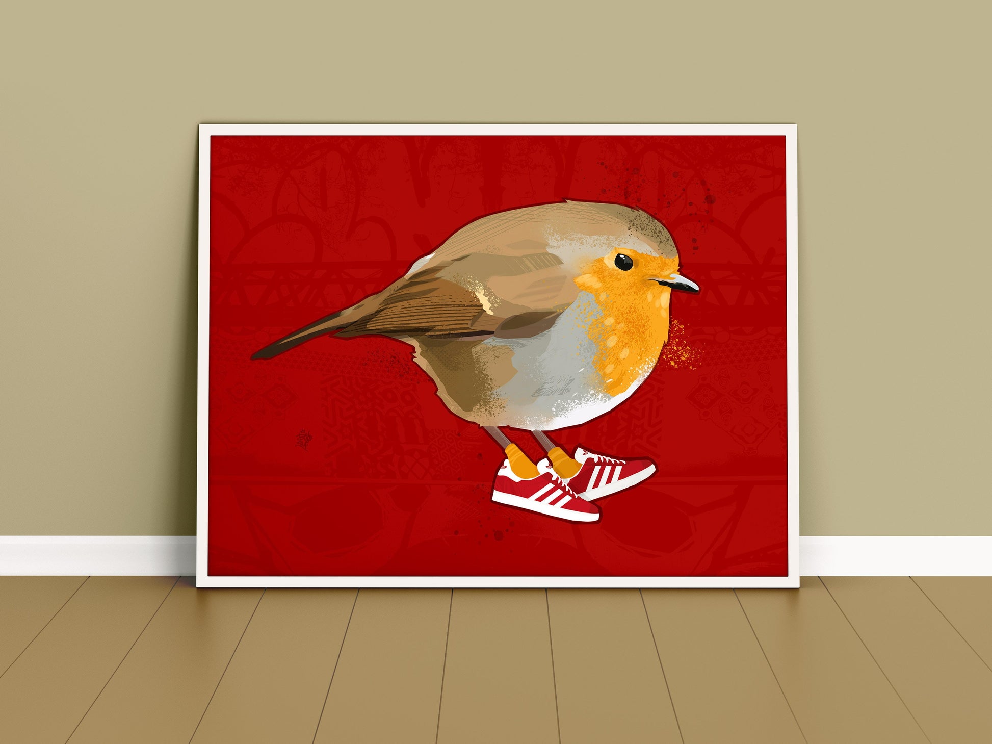 Robin Redbreast, Cool Bird Art, Cool Bird print, British Birds, Bird Print, Bird illustration, Bird Art, Ornithology, wall art, sneakerfreak