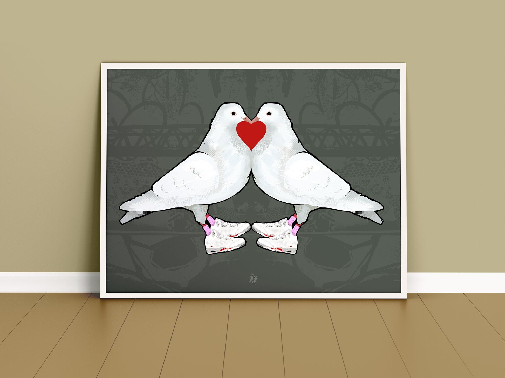 Love Doves, Peace and Love Print, British Bird Art, Dove Print, Cool Peace Poster, Cool Bird Art, Interior decoration, Cool wedding gift