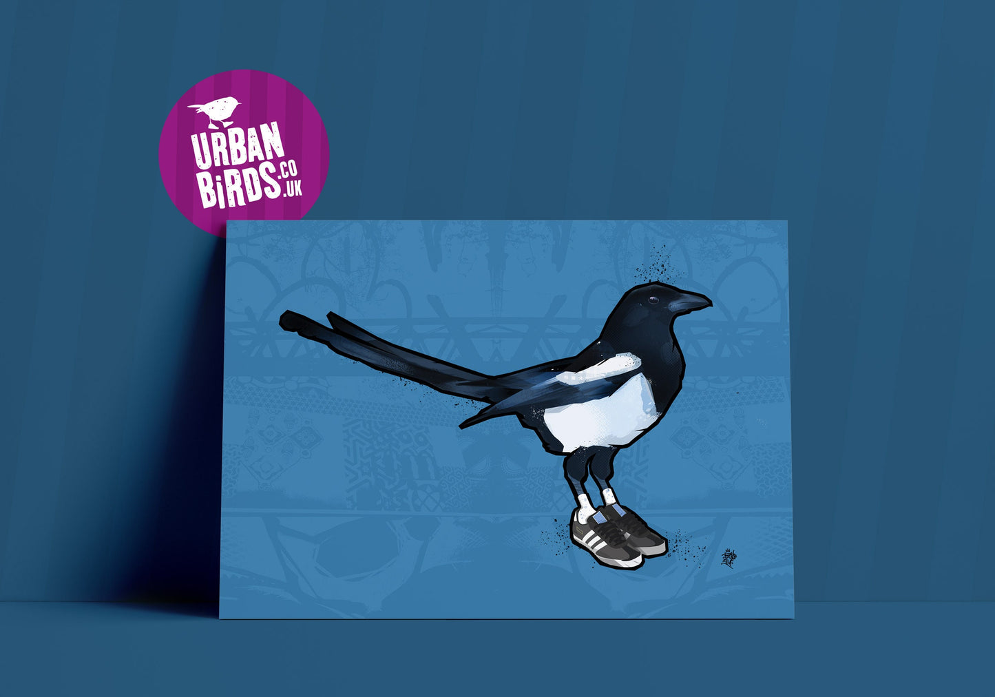 Magpie, Cool Bird Art, Cool Bird print, British Birds, Bird Print, Geordie, Bird illustration, Bird Art, Ornithology, wall art, Newcastle