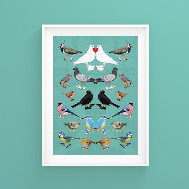 Urban Bird Multi Print: quirky bird wall art, british bird art, beautiful nature gift ideas
