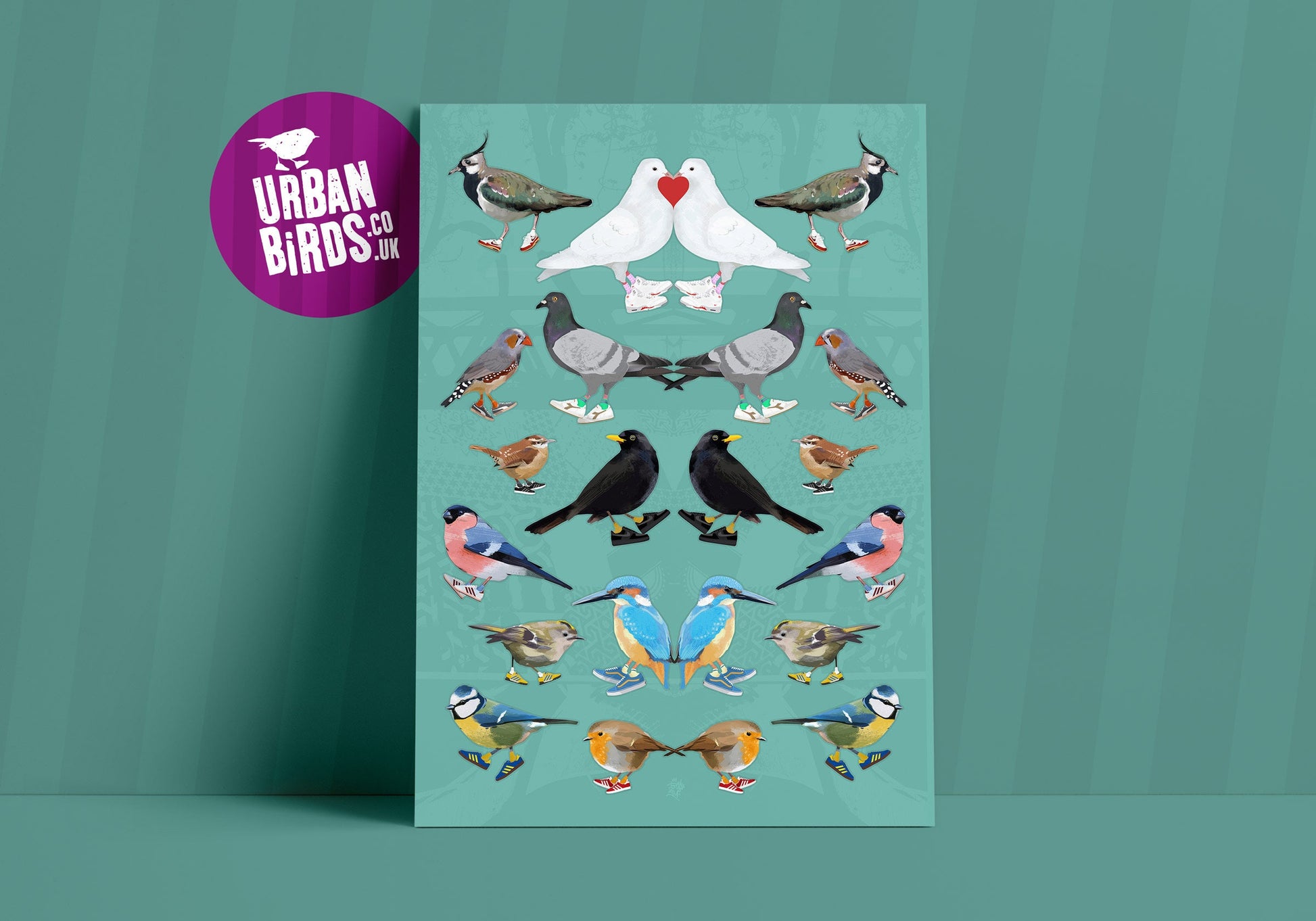 Urban Bird Multi Print: quirky bird wall art, british bird art, beautiful nature gift ideas