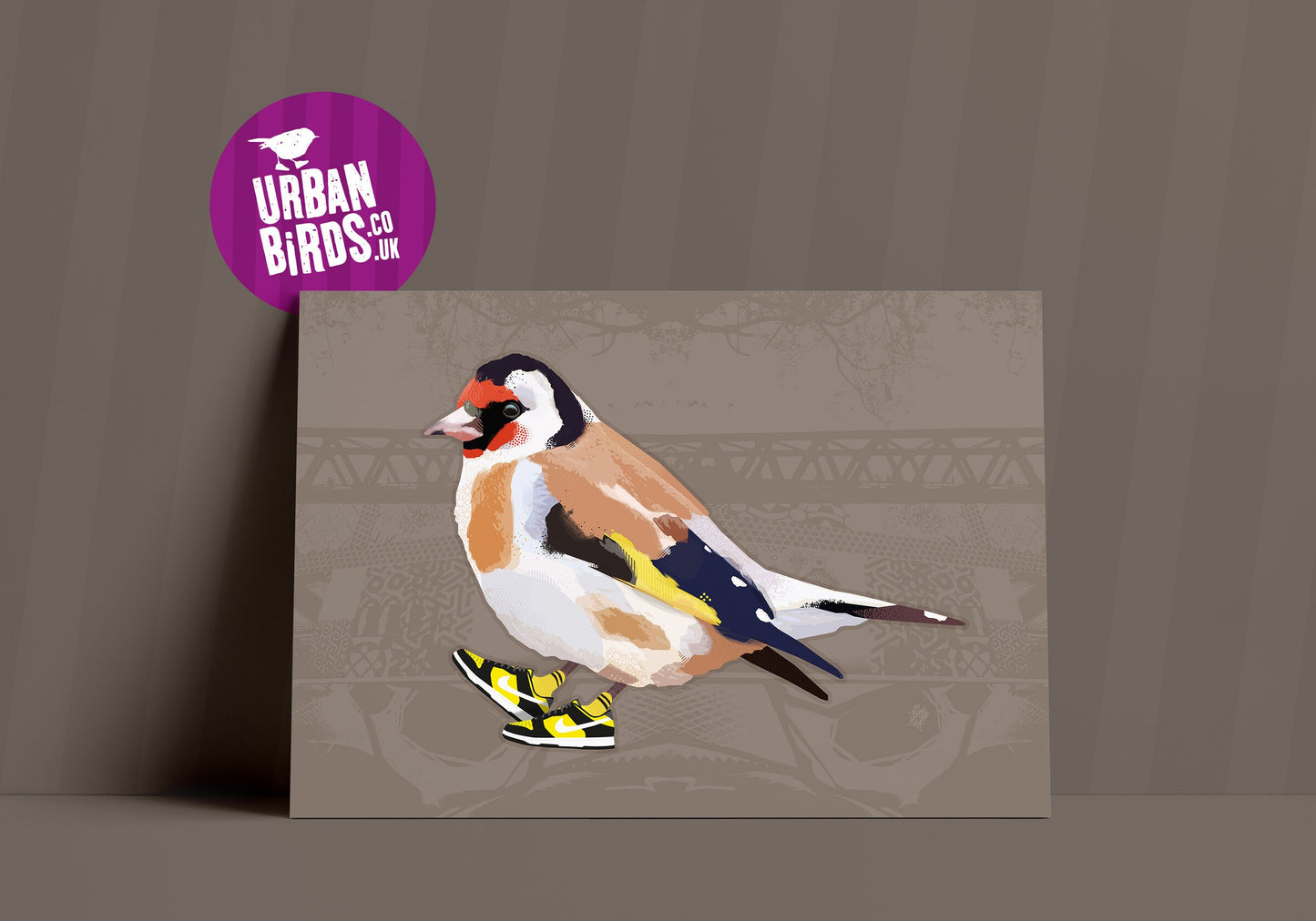 Goldfinch Print, Cool Bird Print, Cool British Birds, Funky bird art, British Bird Poster, Cool Wall Art