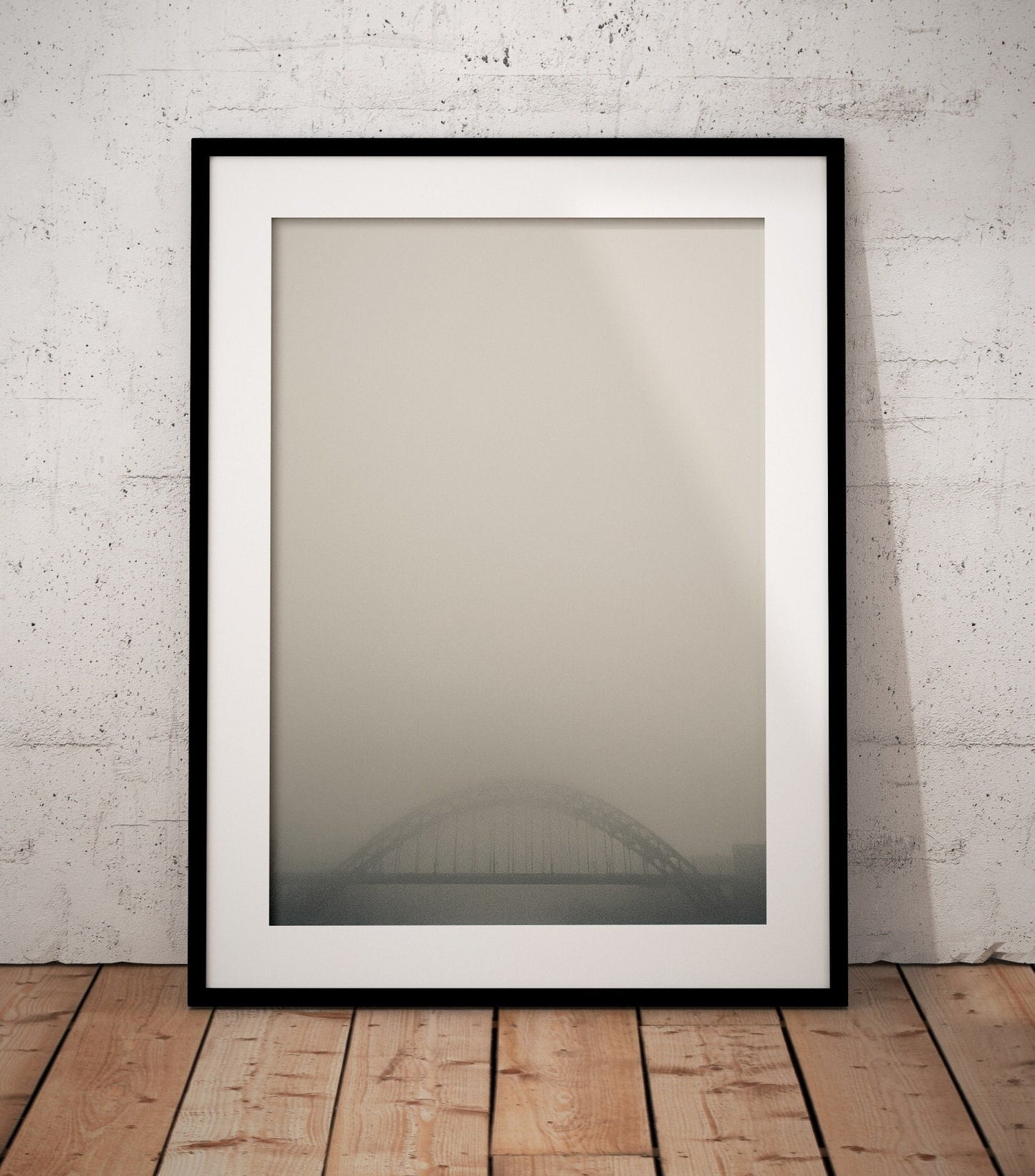 An image of the Newcastle Tyne Bridge in thick fog