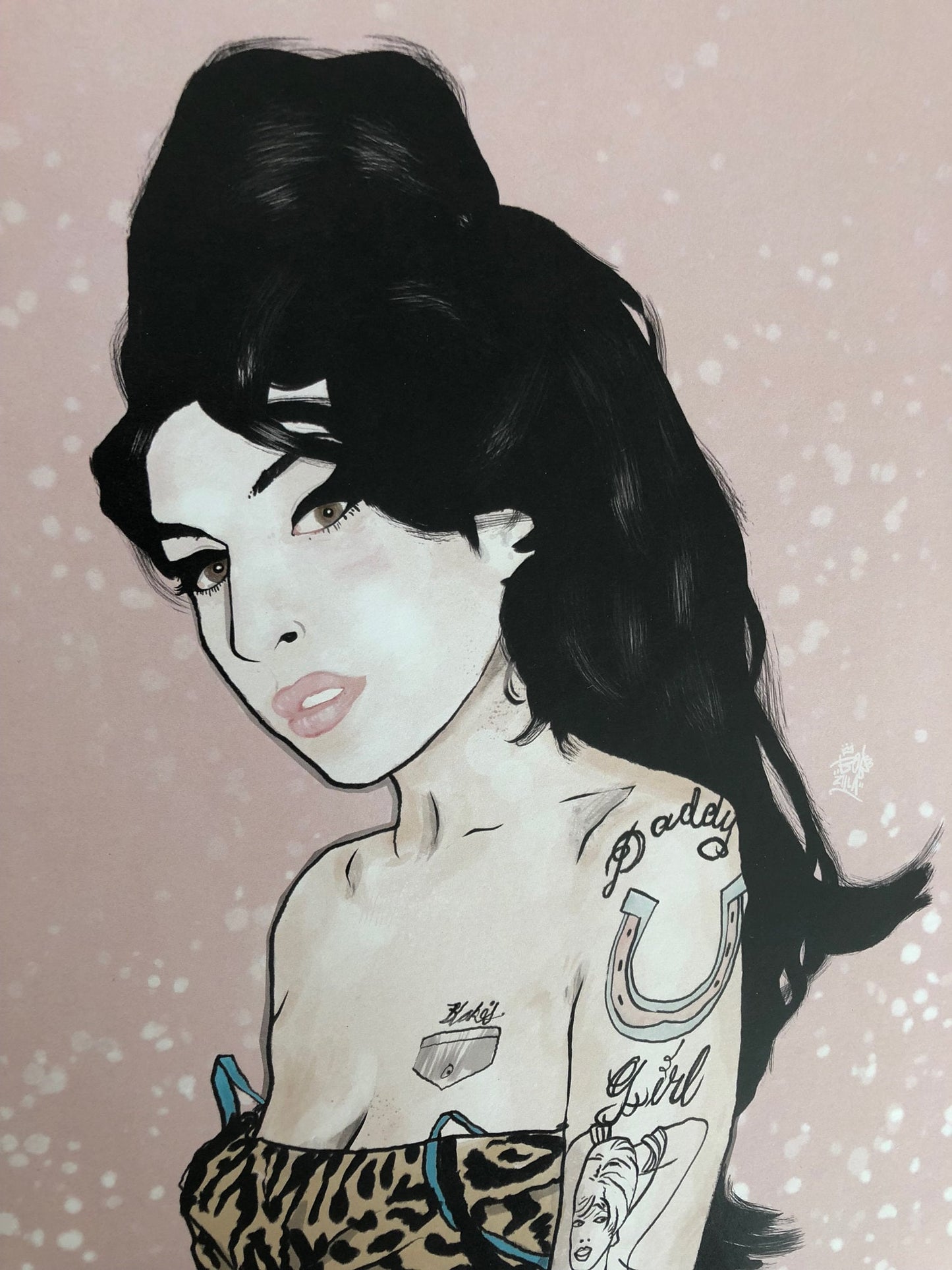 Amy Winehouse print, Illustration, soul singer, camden, icon, cool wall art, amy winehouse poster, Pink print, Amy leopard print, amy