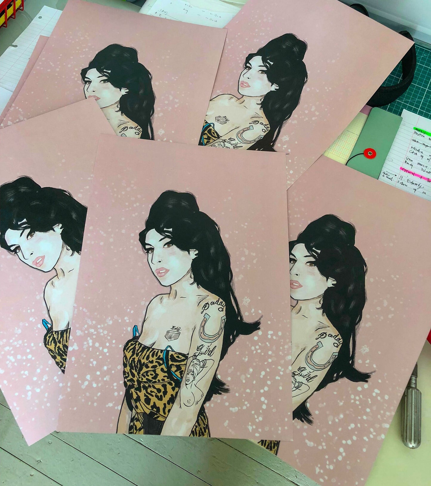 Amy Winehouse print, Illustration, soul singer, camden, icon, cool wall art, amy winehouse poster, Pink print, Amy leopard print, amy