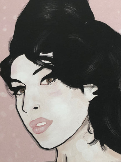 Amy Winehouse print, Illustration, soul singer, camden, icon, cool wall art, amy winehouse poster, Pink print, Amy leopard print, amy