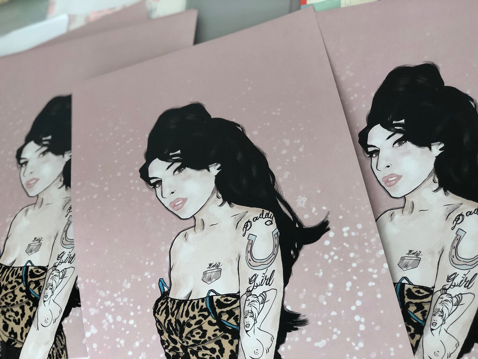 Amy Winehouse print, Illustration, soul singer, camden, icon, cool wall art, amy winehouse poster, Pink print, Amy leopard print, amy