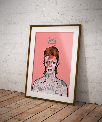 Tattooed Bowie, david bowie, tattoos, tattooed icon, ziggy stardust, aladdin sane, brixton