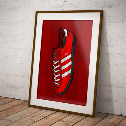 Adidas Boro Trainer, Football illustration Print, Cool Boro Gift, Middlesbrough Football Club, Casual Terrace Style