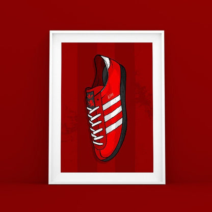 Adidas Boro Trainer, Football illustration Print, Cool Boro Gift, Middlesbrough Football Club, Casual Terrace Style