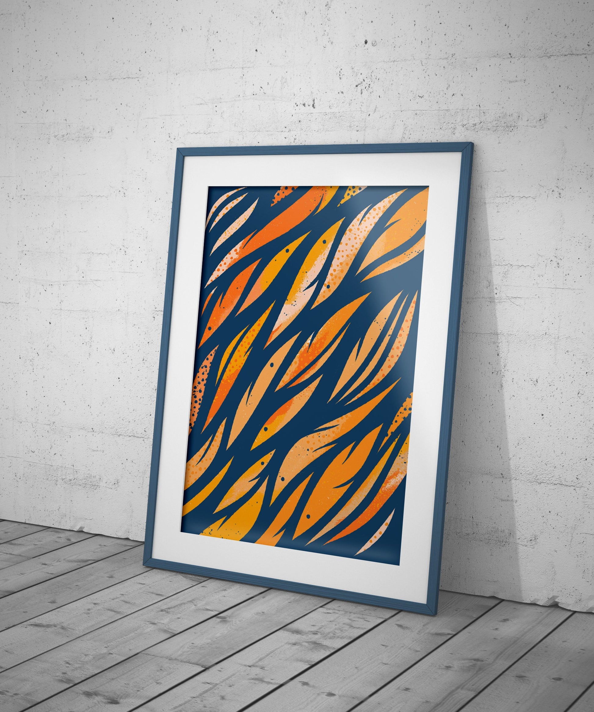 Swimming Goldfish print, interiors artwork, orange artwork, cool surface pattern, cool home art, vibrant wall art, colourful interior art