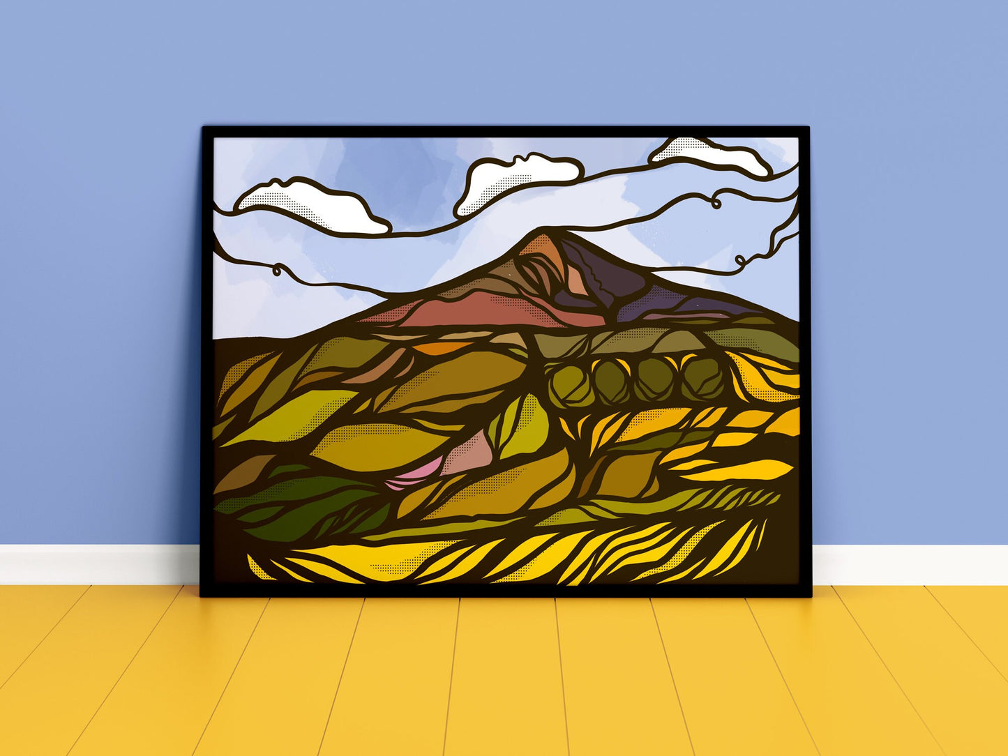 Roseberry Topping, Illustration Print, Cool Teesside gift, Teesside, Mini Matterhorn, Boro, Newton under Roseberry, North Yorkshire Art,