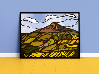 Roseberry Topping, Illustration Print, Cool Teesside gift, Teesside, Mini Matterhorn, Boro, Newton under Roseberry, North Yorkshire Art,