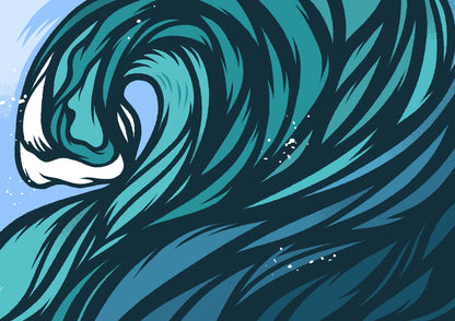 Enter The Barrel - A3 illustration print - Cool surfer, Cool surf print, Surfer print, Dad gift, Surf, Sea, Wave, Surfer, Surfing, Coast