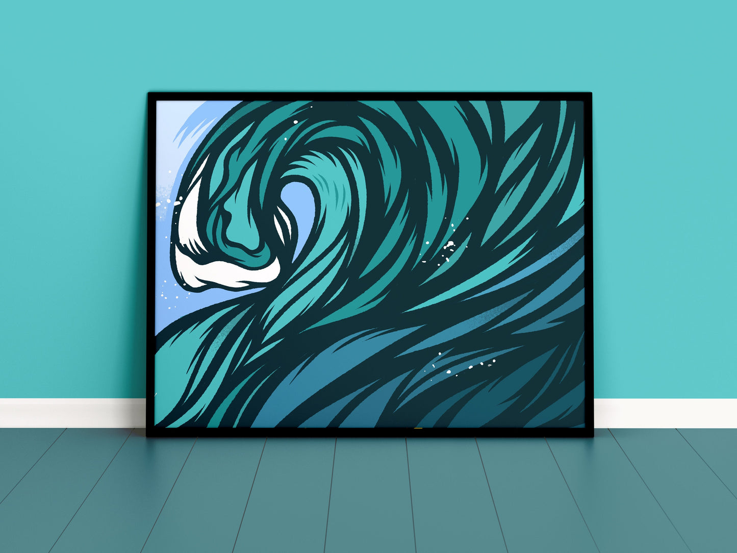 Enter The Barrel - A3 illustration print - Cool surfer, Cool surf print, Surfer print, Dad gift, Surf, Sea, Wave, Surfer, Surfing, Coast