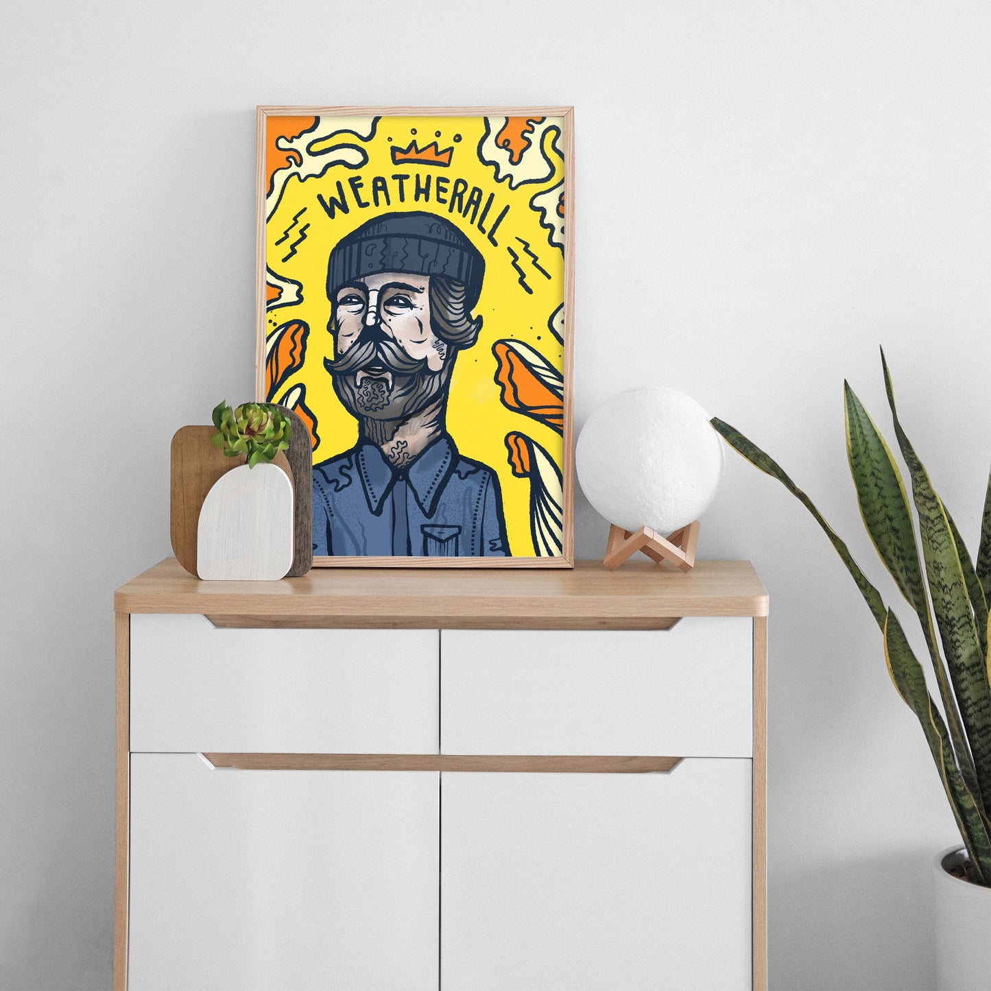 Illustrated portrait of Andrew Weatherall, legendary DJ and remixer