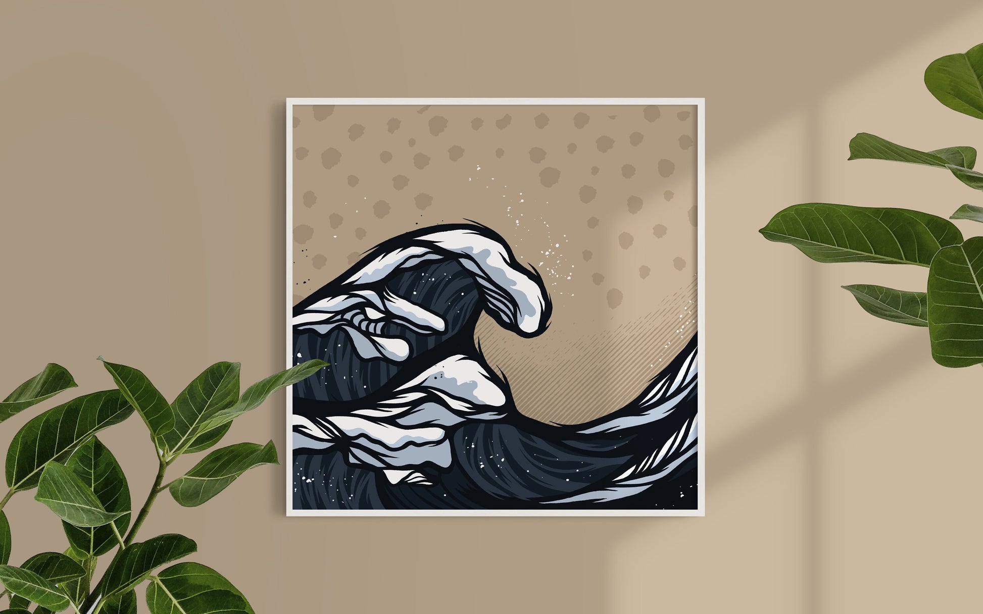 The Great Wave - cool illustration print - Cool surfer gift, Surfer print, awesome Dad gift, huge Wave print, Surfer, Surfing gift idea