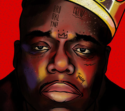 Notorious B.I.G. aka Christopher George Latore Wallace - A Tattooed Rapper illustration, Hip Hop legend