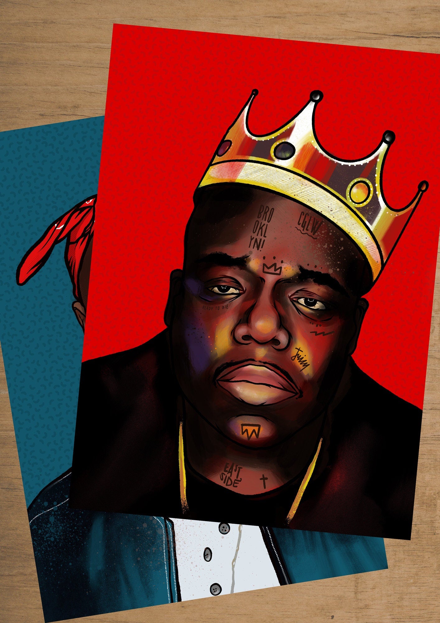 Notorious B.I.G. aka Christopher George Latore Wallace - A Tattooed Rapper illustration, Hip Hop legend