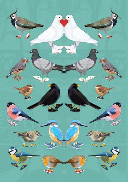 Urban Bird Multi Print: quirky bird wall art, british bird art, beautiful nature gift ideas