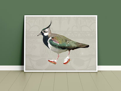 Lapwing in Nike Air Max 1 sneakers stone grey A3 print