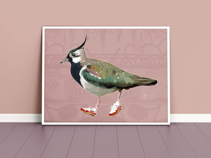 Lapwing in Nike Air Max 1 sneakers pink A3 print