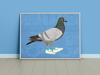 Funky Pigeon Print, UK Birds, British Birds, Bird Print, Bird illustration, Bird Poster, Cool Bird Art, Ornithology, wall art