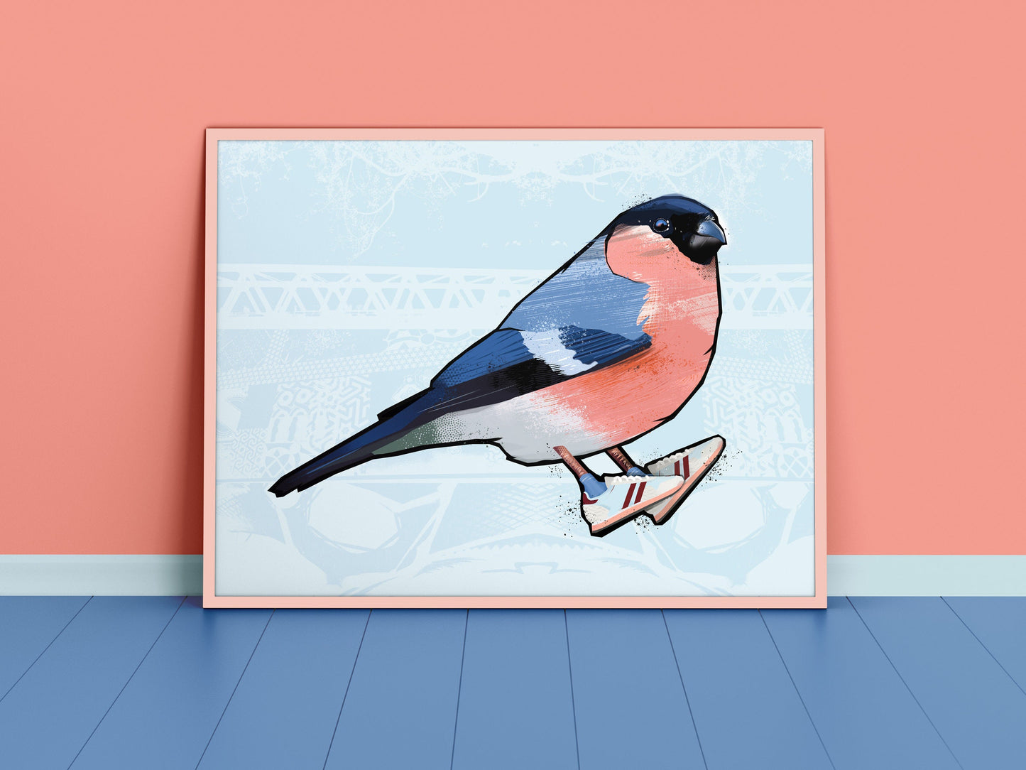 Bullfinch Print, British Birds, Bird Print, Bird illustration, Bird Poster, Bird Art, Ornithology, Sneakers, Trainers, gifts