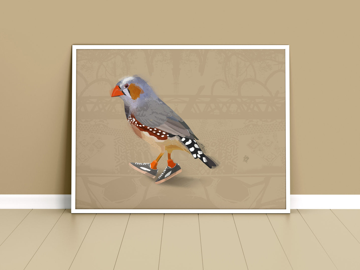 Zebrafinch in sneakers wall art