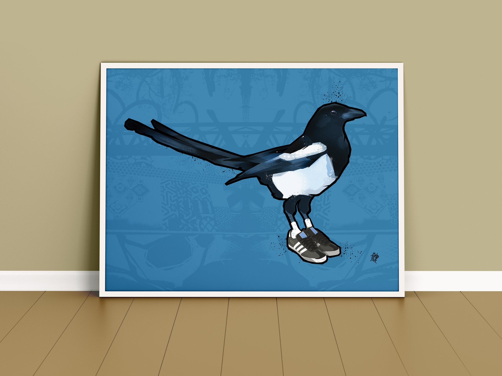 Magpie, Cool Bird Art, Cool Bird print, British Birds, Bird Print, Geordie, Bird illustration, Bird Art, Ornithology, wall art, Newcastle