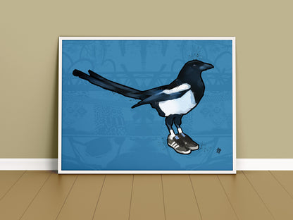 Magpie, Cool Bird Art, Cool Bird print, British Birds, Bird Print, Geordie, Bird illustration, Bird Art, Ornithology, wall art, Newcastle