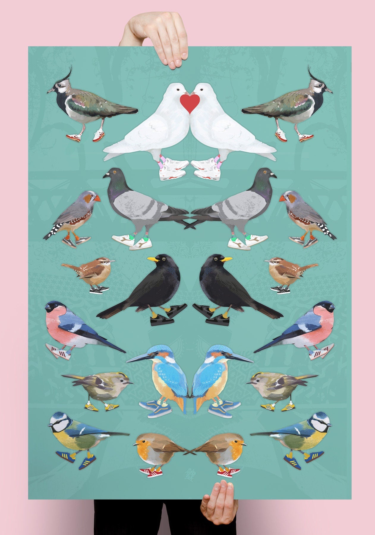 Urban Bird Multi Print: quirky bird wall art, british bird art, beautiful nature gift ideas