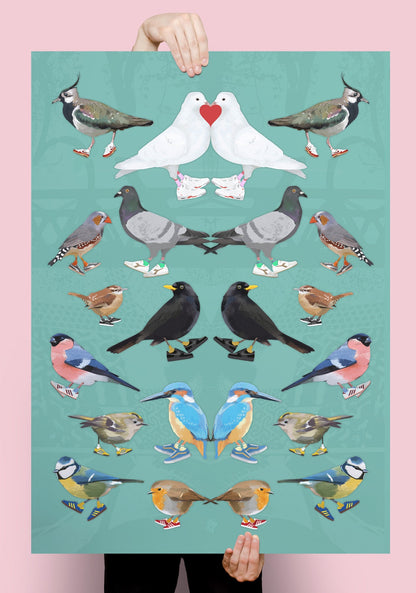 Urban Bird Multi Print: quirky bird wall art, british bird art, beautiful nature gift ideas
