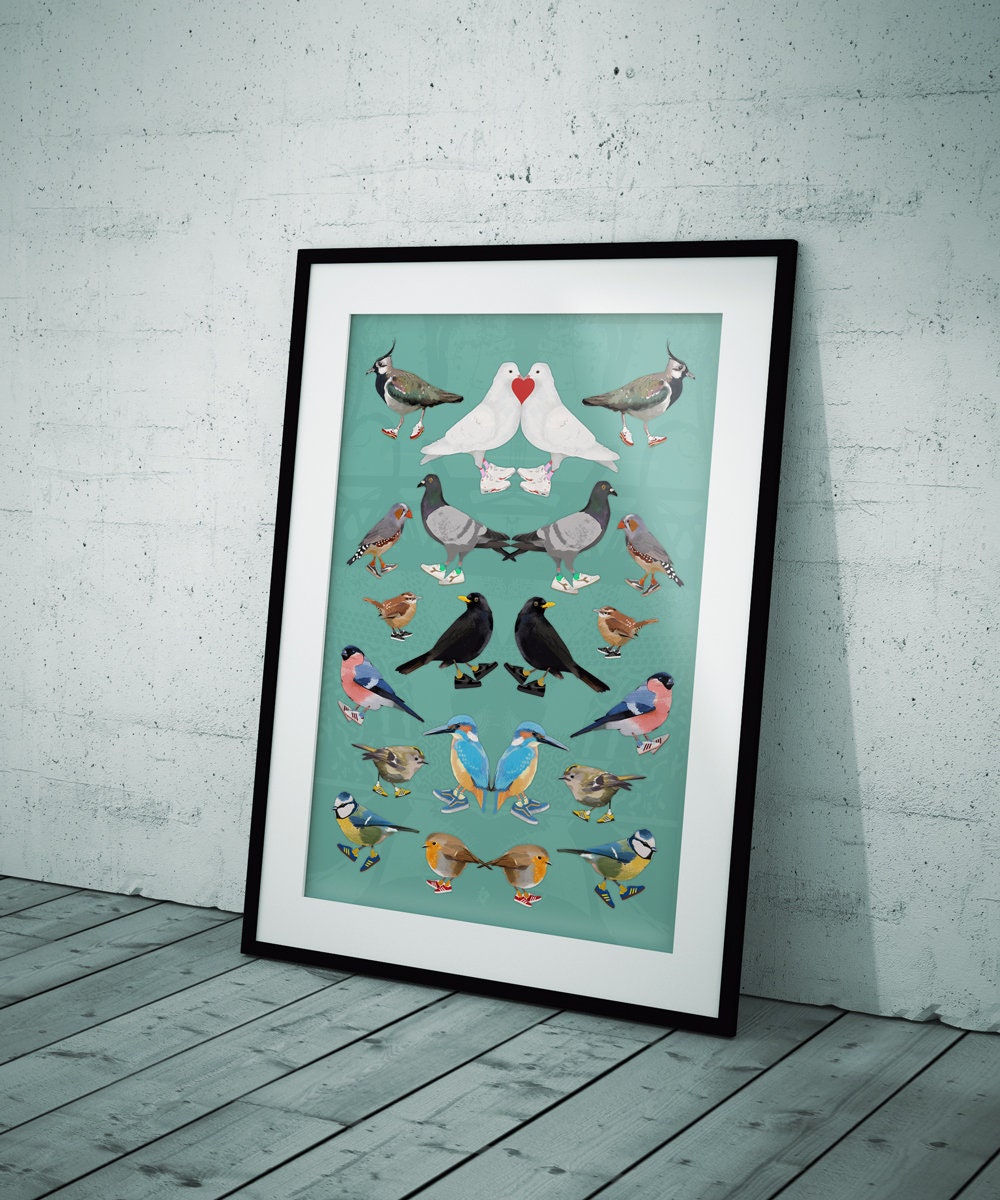 Urban Bird Multi Print: quirky bird wall art, british bird art, beautiful nature gift ideas