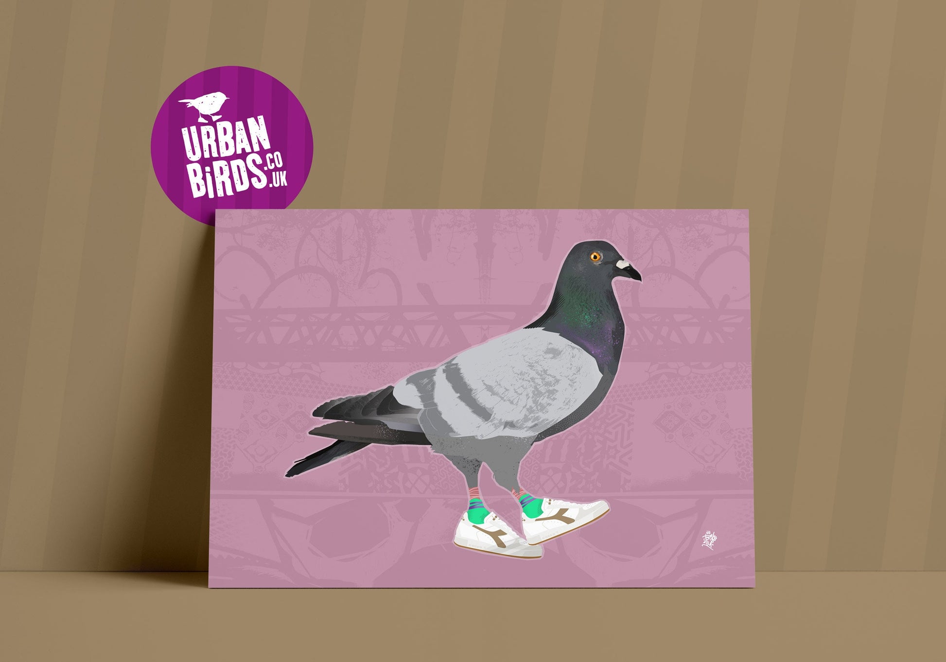 Funky Pigeon Print, UK Birds, British Birds, Bird Print, Bird illustration, Bird Poster, Cool Bird Art, Ornithology, wall art