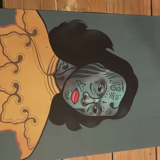 Tattooed Tretchnikoff 'Green Lady', Kitsch Print, Kitsch wall art, cool print, retro art, Vintage, updated classic